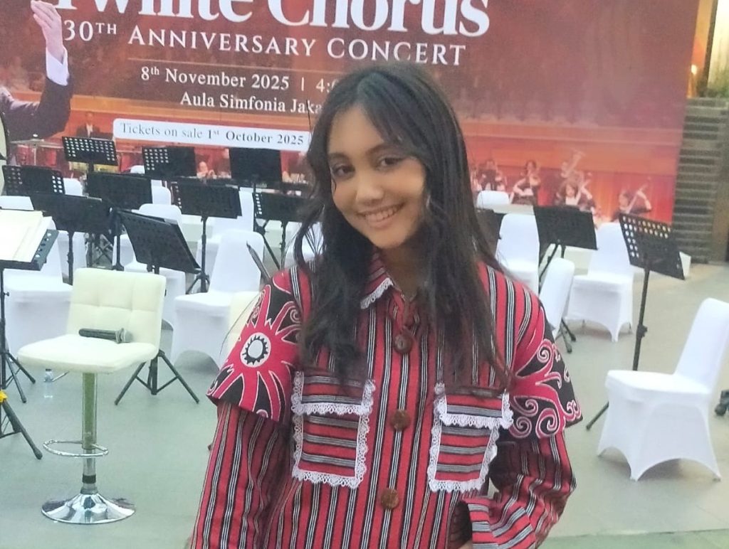 Antea Putri Turk, solois muda berbakat yang juga merupakan cicit buyut dari kakak kandung Wage Rudolf Supratman, pencipta lagu kebangsaan Indonesia Raya. Foto: Dailylife/Ruli Indaryanti