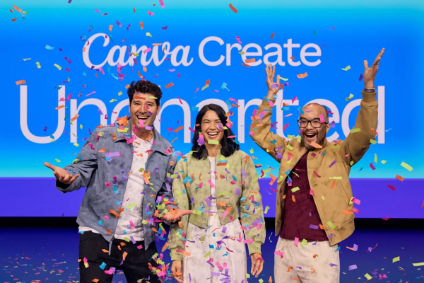 Canva co-founders Cliff Obrecht, Melanie Perkins and Cameron Adams (Image: Canva)