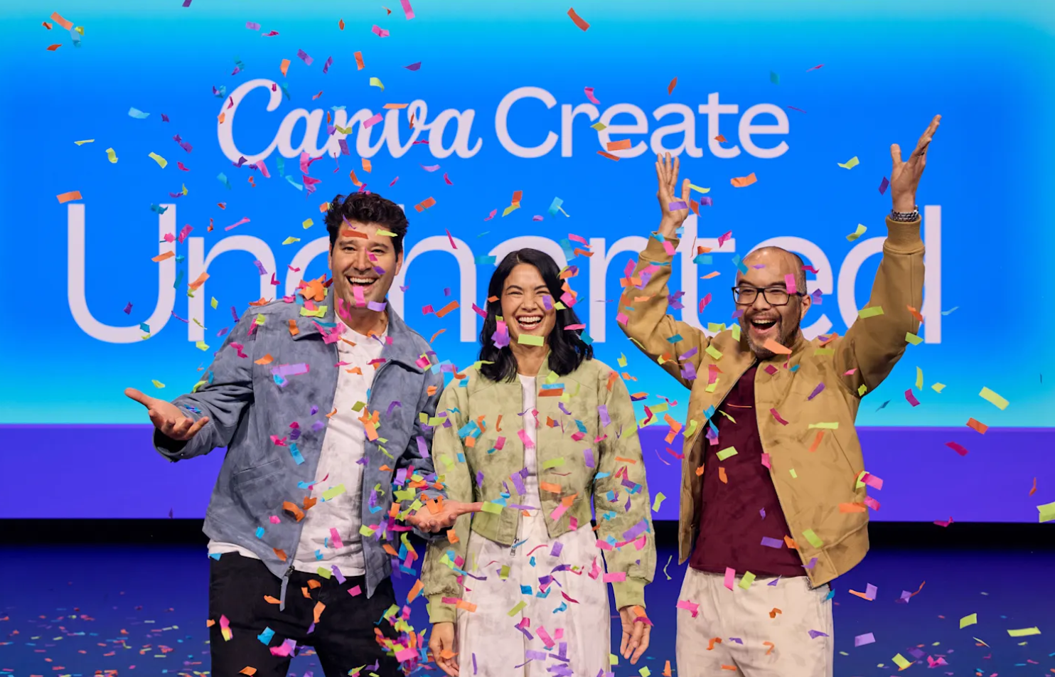 Canva co-founders Cliff Obrecht, Melanie Perkins and Cameron Adams (Image: Canva)